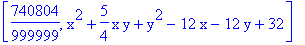 [740804/999999, x^2+5/4*x*y+y^2-12*x-12*y+32]